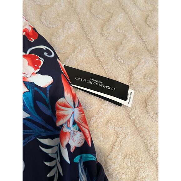 Carmen Marc Valvo V-Neck Halter One Piece Swimsuit - Tivoli Garden NWT Size 10 - Picture 5 of 10